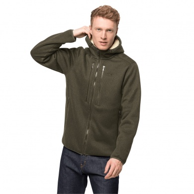 Jack Wolfskin Fleecejacke mit Kapuze Robson (Strick) bonseigrün Herren